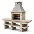Barbecue in pietra naturale e acciaio inox beige