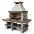Barbecue in pietra con acciaio inox e mattoni refrattari