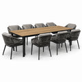 Set da pranzo da esterno in legno e metallo con 8 sedie