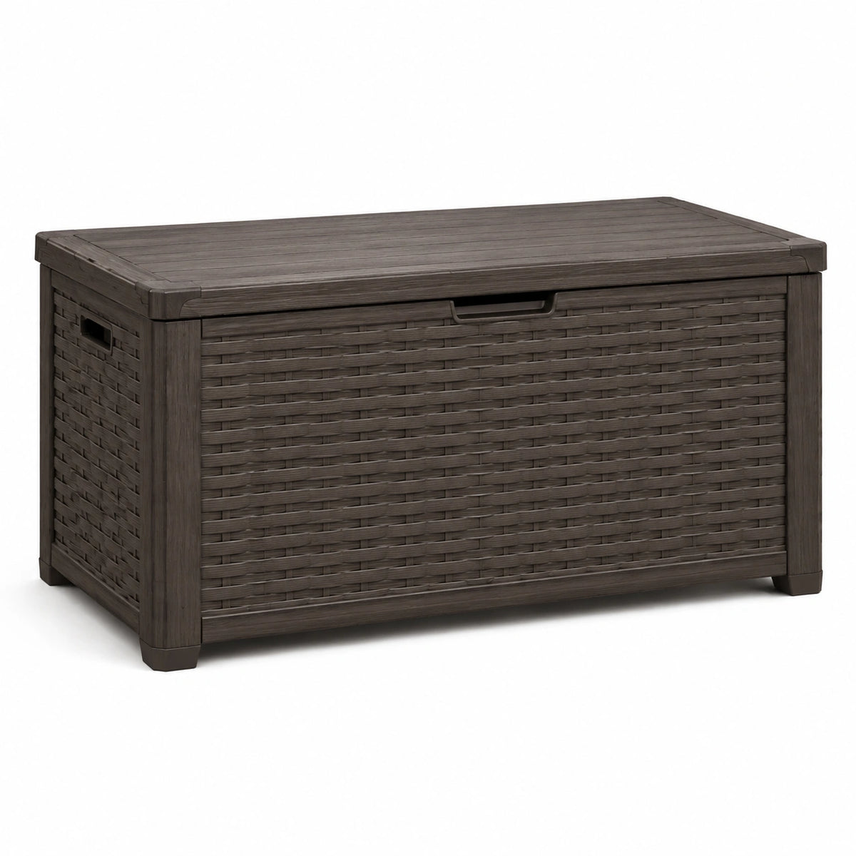 Baule da giardino in plastica marrone 120x60x55 cm