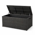 Baule da giardino in plastica rattan nero 120x50x60 cm