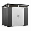 Casetta da giardino in resina con doppia porta grigia 200x150x210 cm