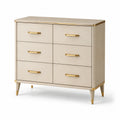 Cassettiera a 6 cassetti in legno e metallo L120 x P40 x H75 cm beige