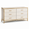Cassettiera a 6 cassetti in MDF e metallo dorato, 120x40x80 cm