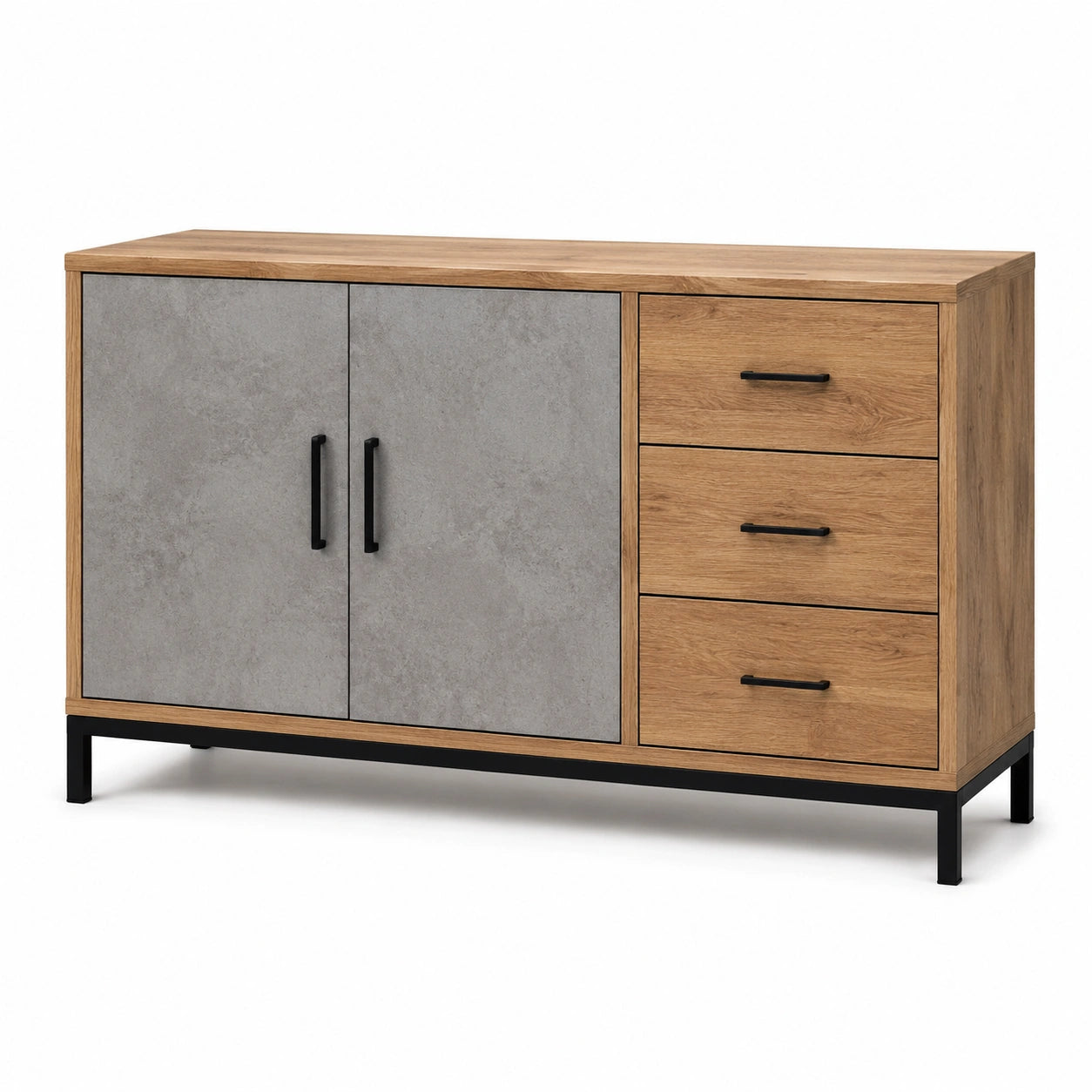 Credenza in legno e MDF con cassetti beige e grigi