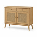 Credenza in legno massello e rattan con maniglie in ottone 80x35x75 cm