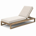 Lettino prendisole in legno di teak e poliestere beige