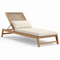 Lettino prendisole in legno di teak e poliestere beige