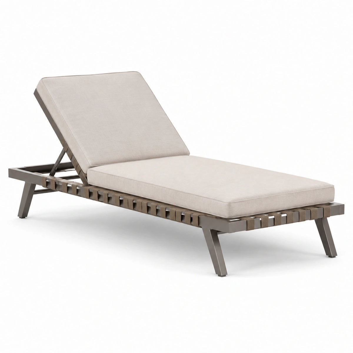Lettino prendisole in alluminio con cuscino regolabile in tessuto beige