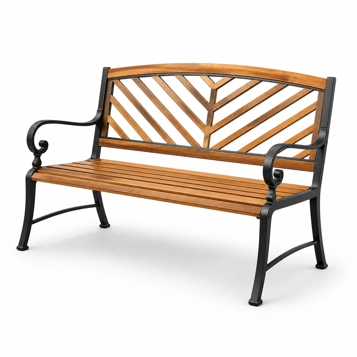 Panchina da giardino in legno e metallo marrone e nero