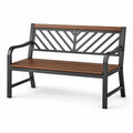 Panchina da giardino in metallo e legno nero/marrone