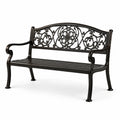 Panchina da giardino in ferro nero con schienale decorativo 127cm